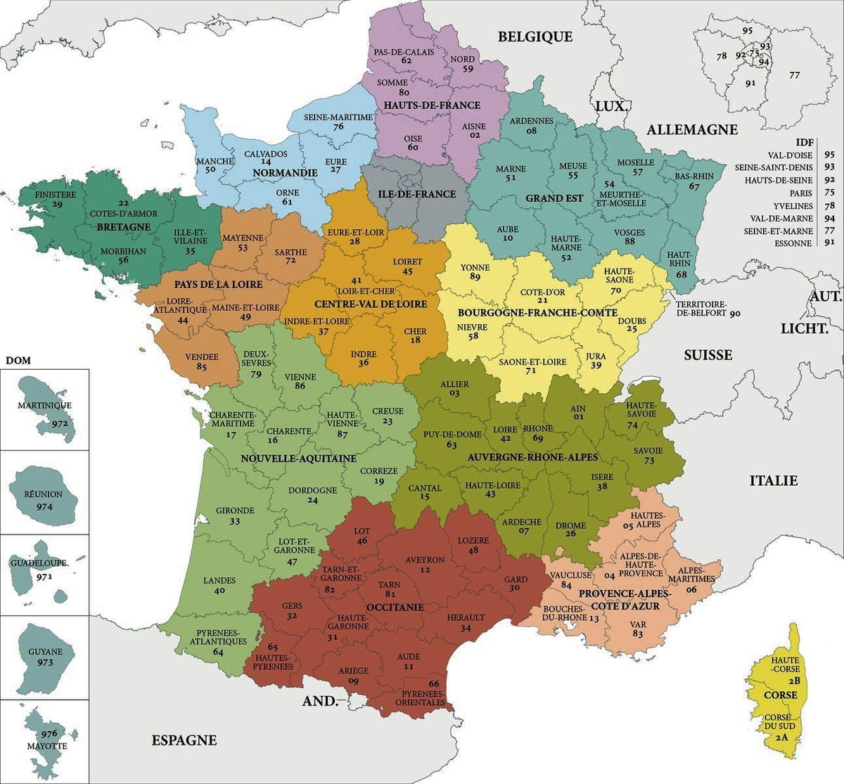 mapa Francji departament