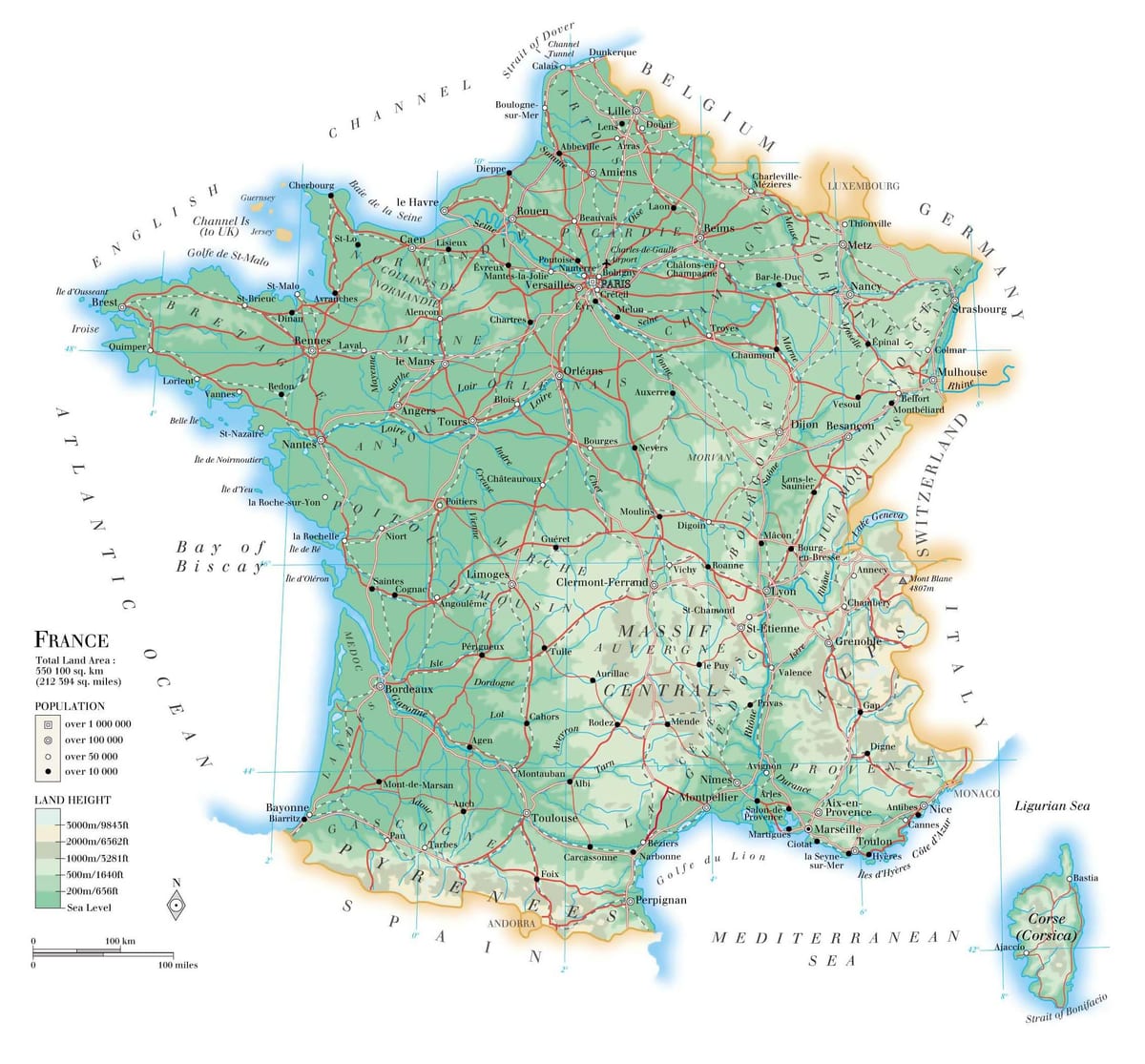 geograficzna mapa Francji