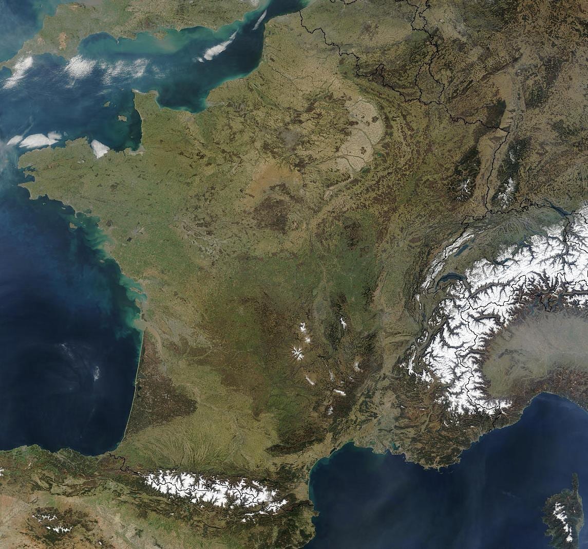 mapa Francji z satelity