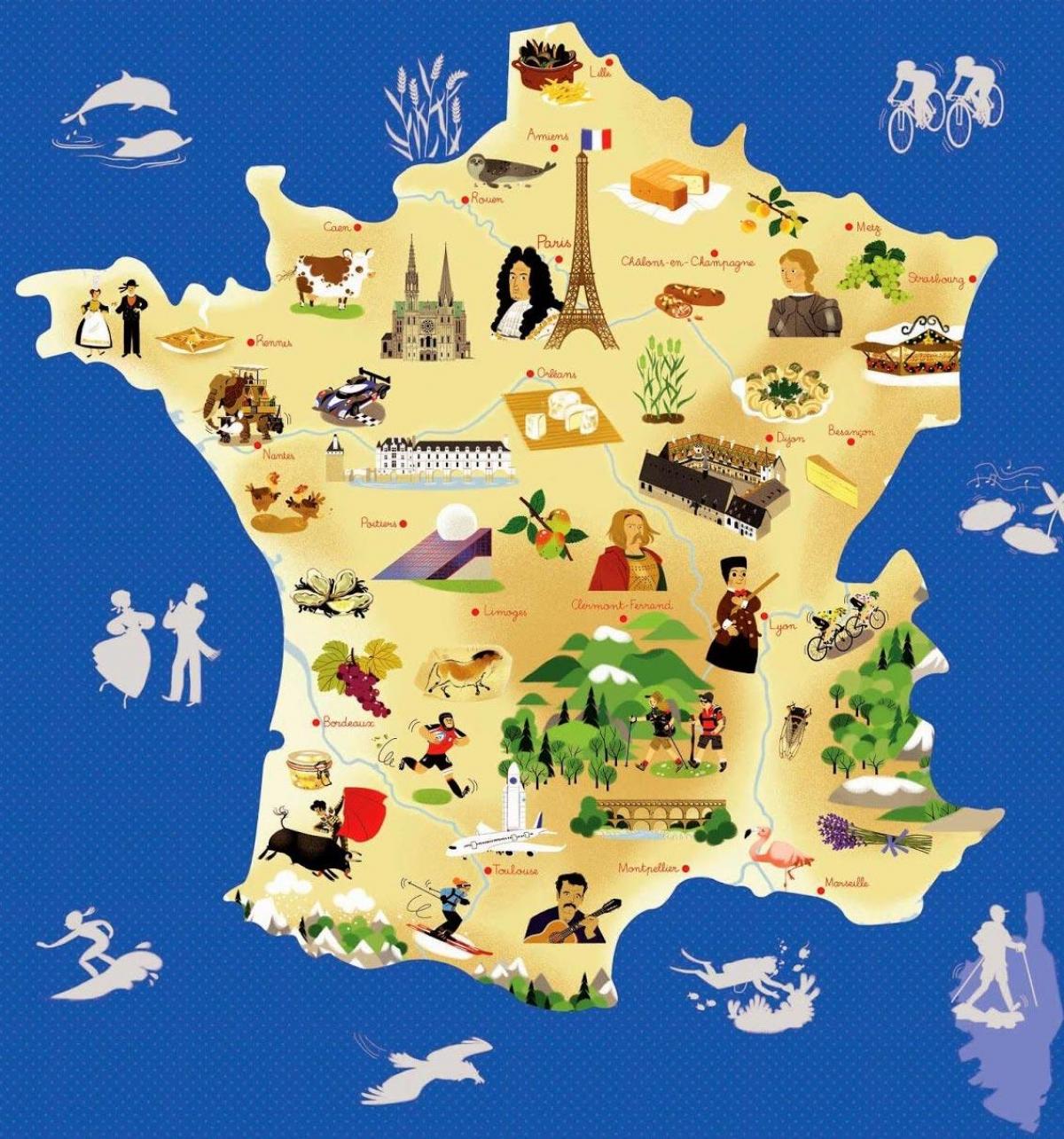 mapa turystyczna Francji atrakcji turystycznych