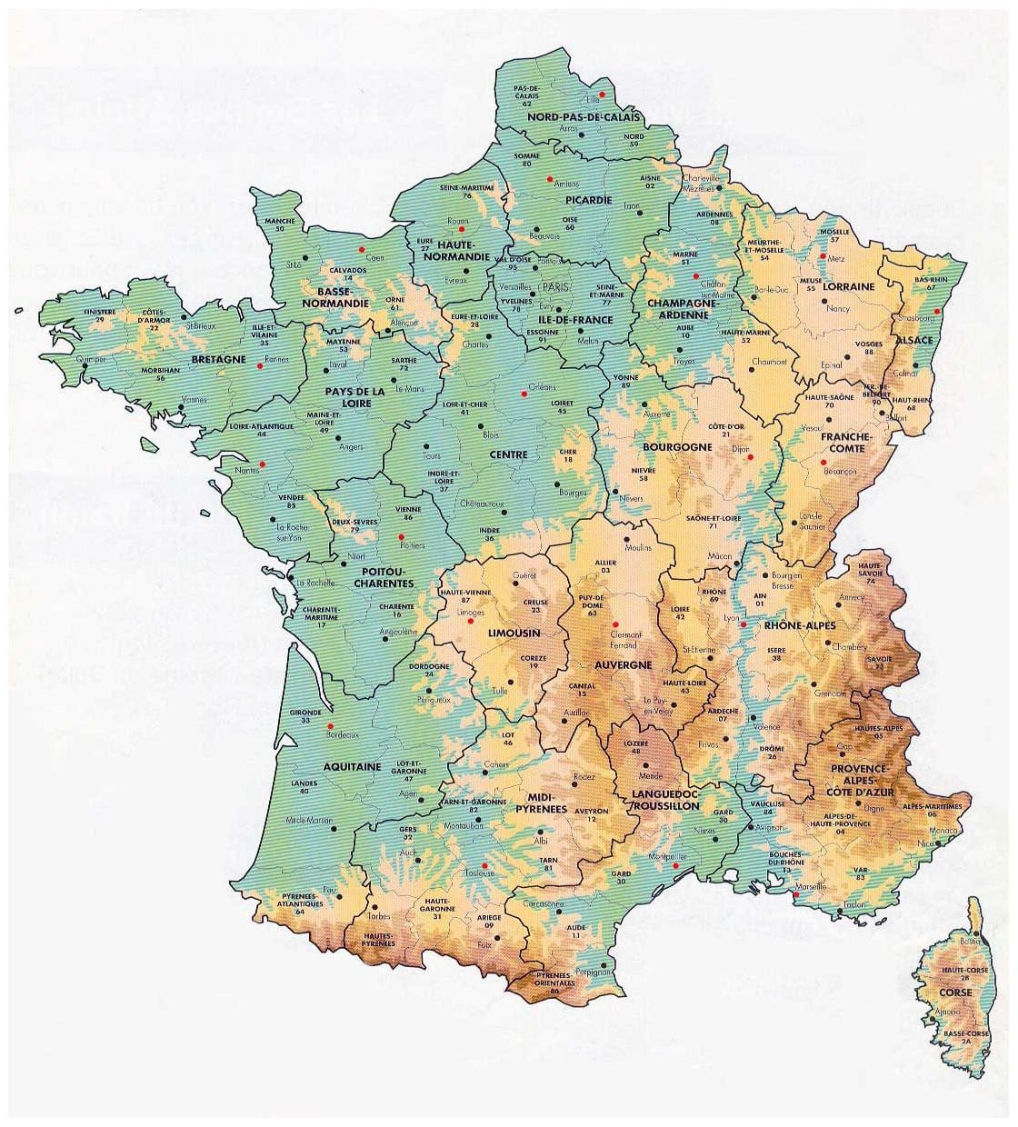 mapa Francji z wysokości
