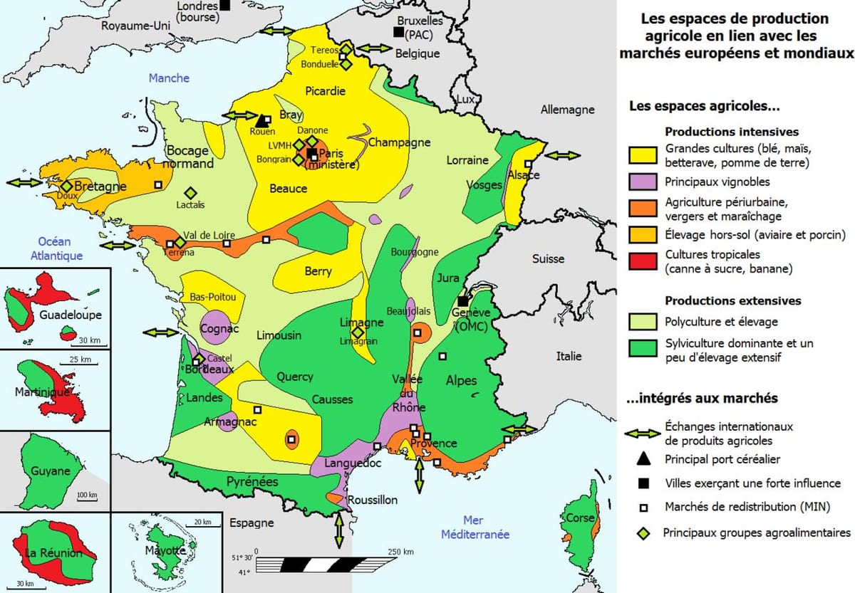 mapa Francji rolnictwo