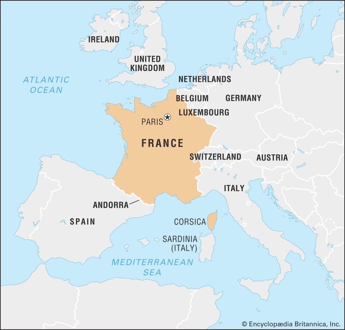 mapa Francji i w krajach sąsiednich