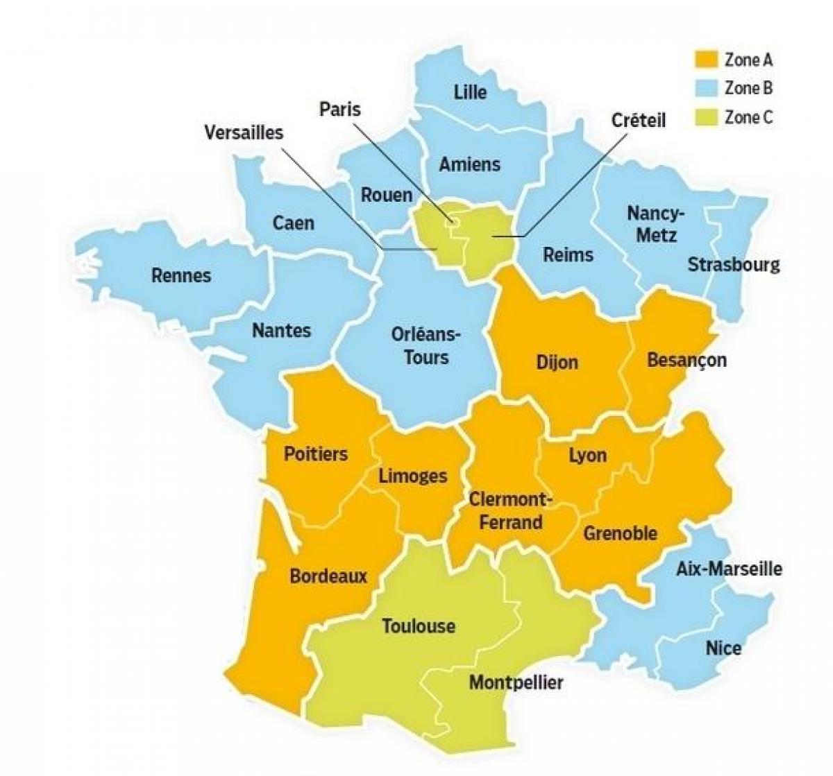 szkoły mapa Francji
