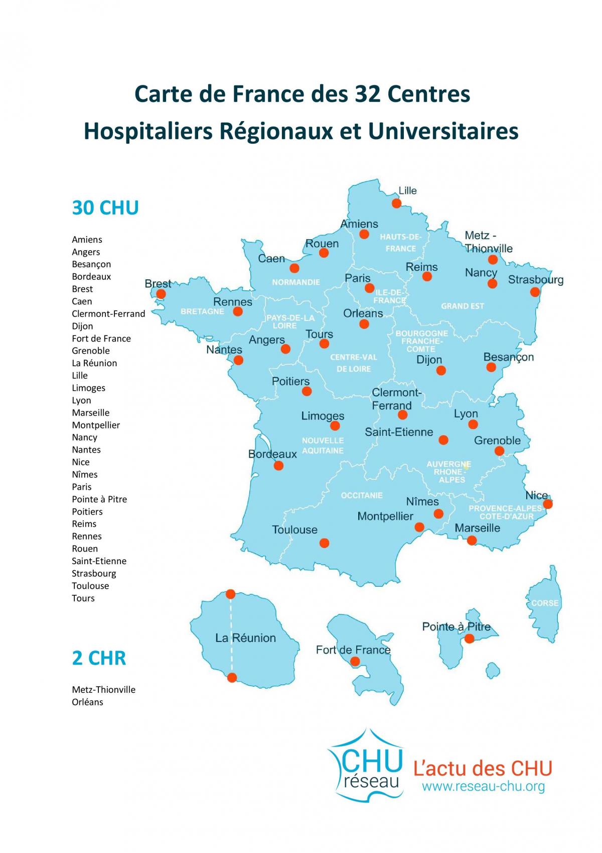 mapa Francji szpitalu