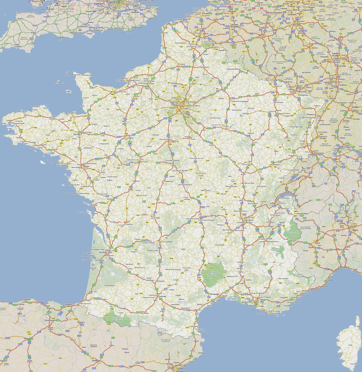 Francja mapa płatnych dróg