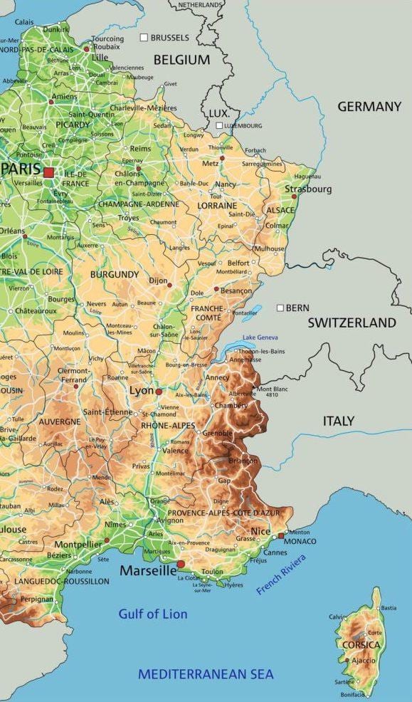 mapa Francji Wschodniej
