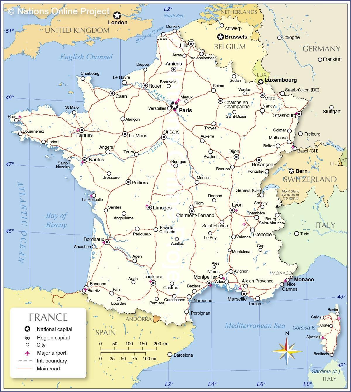 Lotniska Francji na mapie międzynarodowego