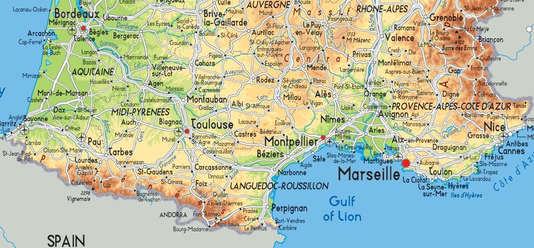 Korea szczegółowa mapa Francji