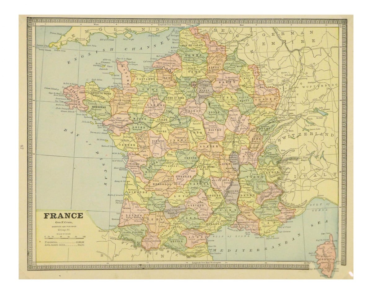 mapa Francji vintage