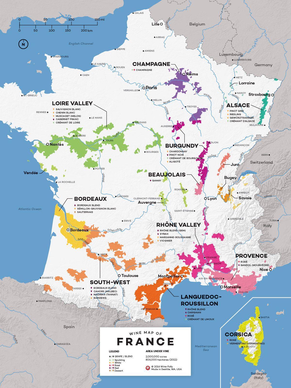 Francja winna mapa kraju