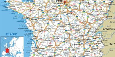 Szczegółowe samochodowa mapa Francji