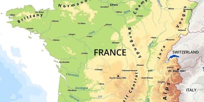 Francja cechy fizycznej mapie