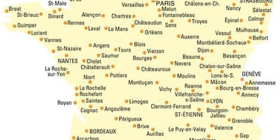 Mapa Francji z miastami