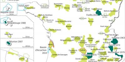 Mapa parków narodowych we Francji