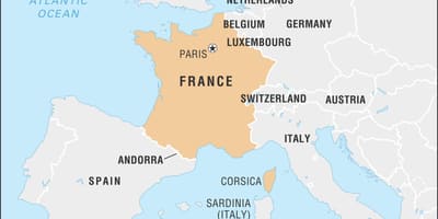 Mapa Francji i w krajach sąsiednich