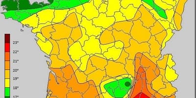 Mapa Francji temperatura