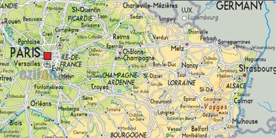 Mapa Francji północno-wschodniej części