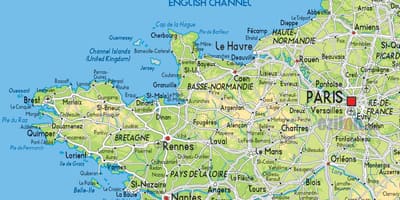 Mapa Francji północnego wybrzeża