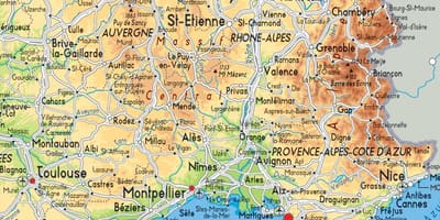 Mapa Francji południowo-wschodniej
