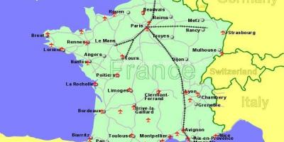 Lotniska Południowa Francja mapie