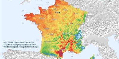 Mapa Francji wiatru